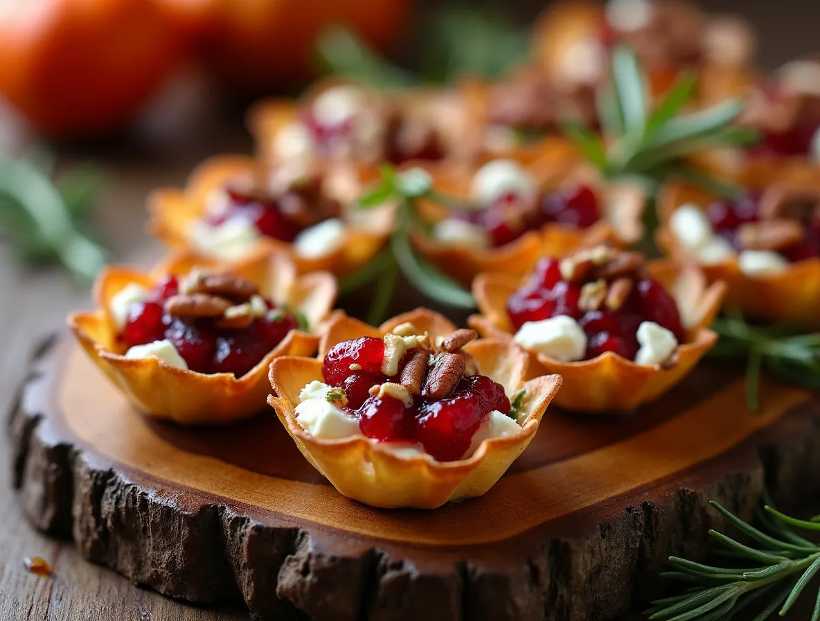 Cranberry Recipes for Thanksgiving: Cups with Phyllo Dough and Goat Cheese