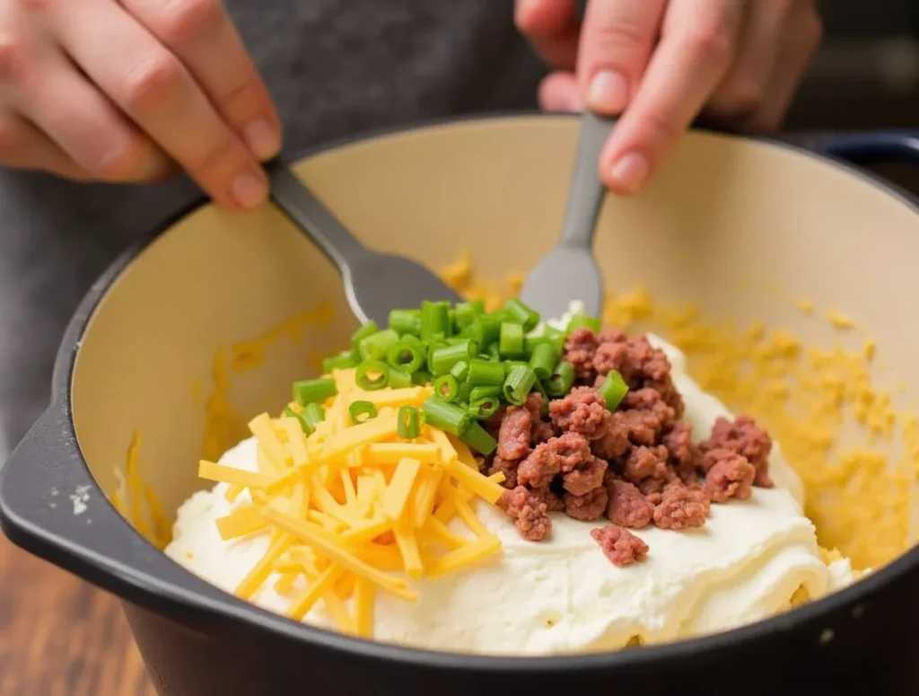 Mixing ingredients for a cheese ball