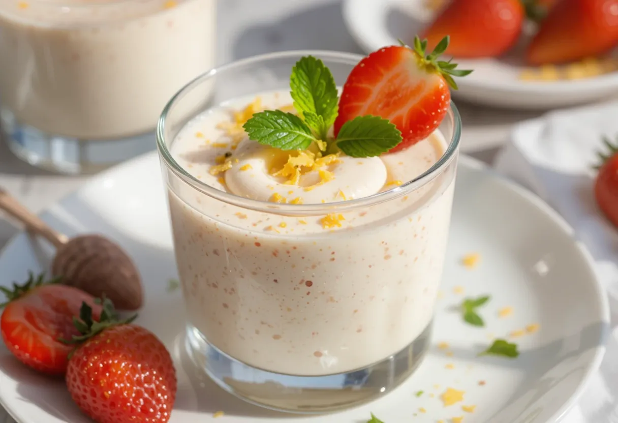 No-Bake Lemon Strawberry Cheesecake Mousse