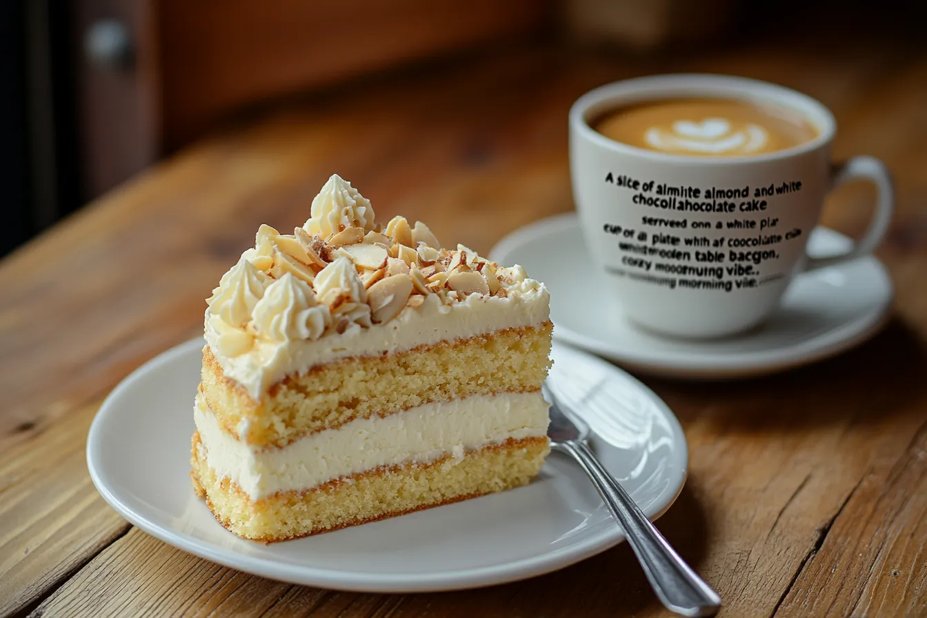 Decorated cake served with coffee