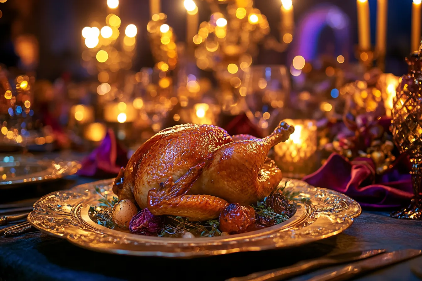 Grand feast featuring royal chicken dish