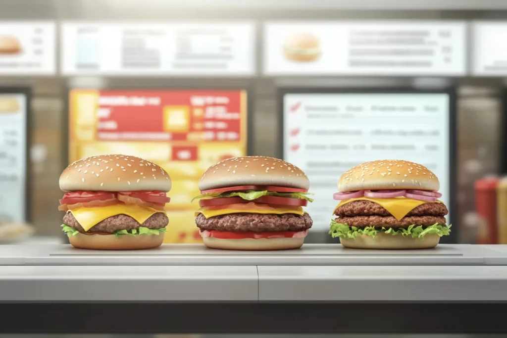 Fast food comparison chart on screen