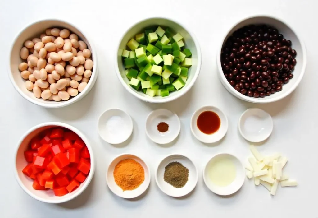 Array of fresh ingredients for cowboy caviar