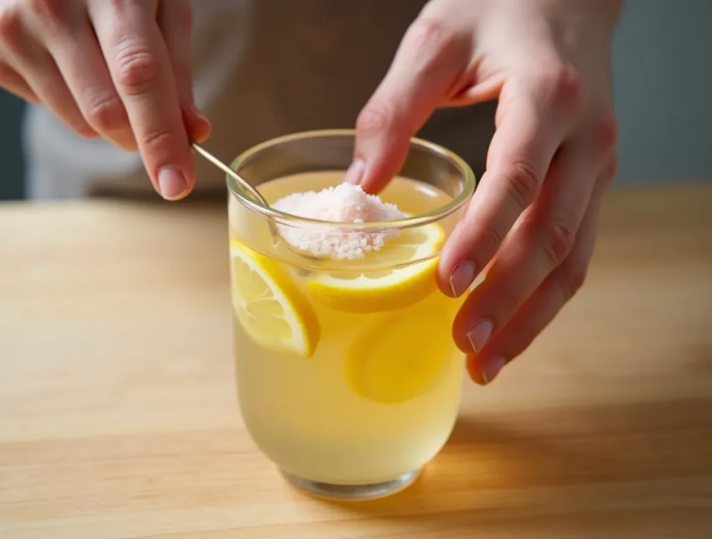 Preparing pink salt drink