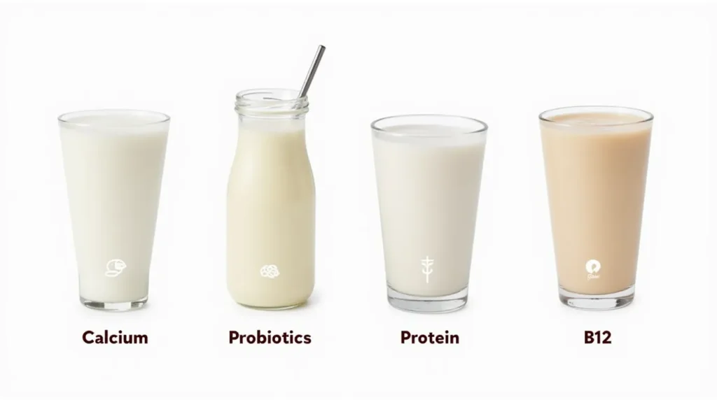 A labeled chart showing nutrients in yogurt drinks