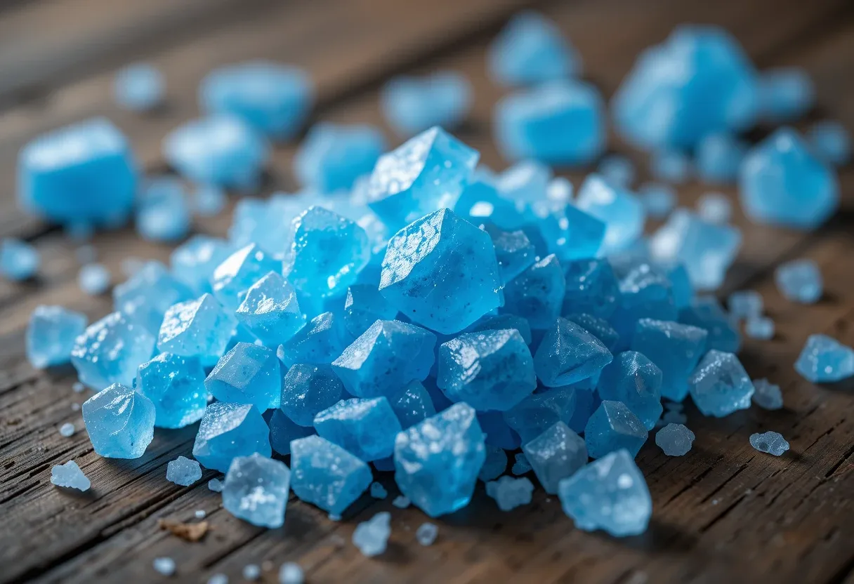 Close-up of Persian blue salt crystals
