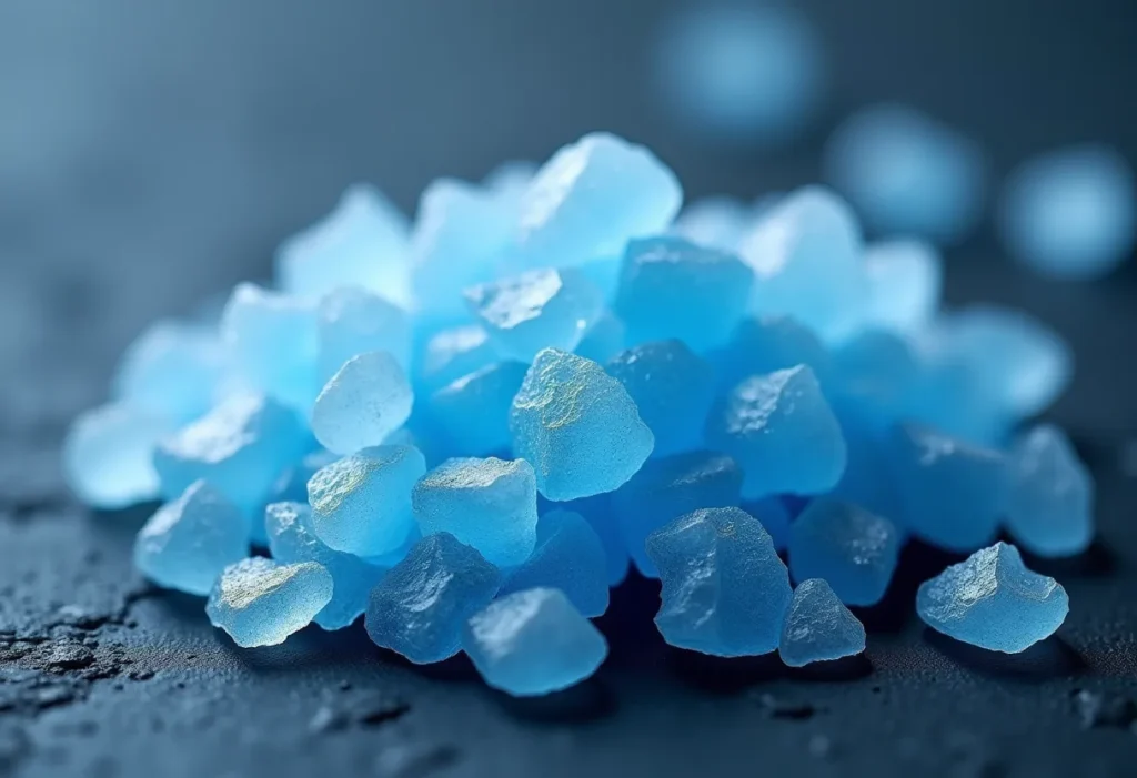 Close-up of Persian blue salt crystals