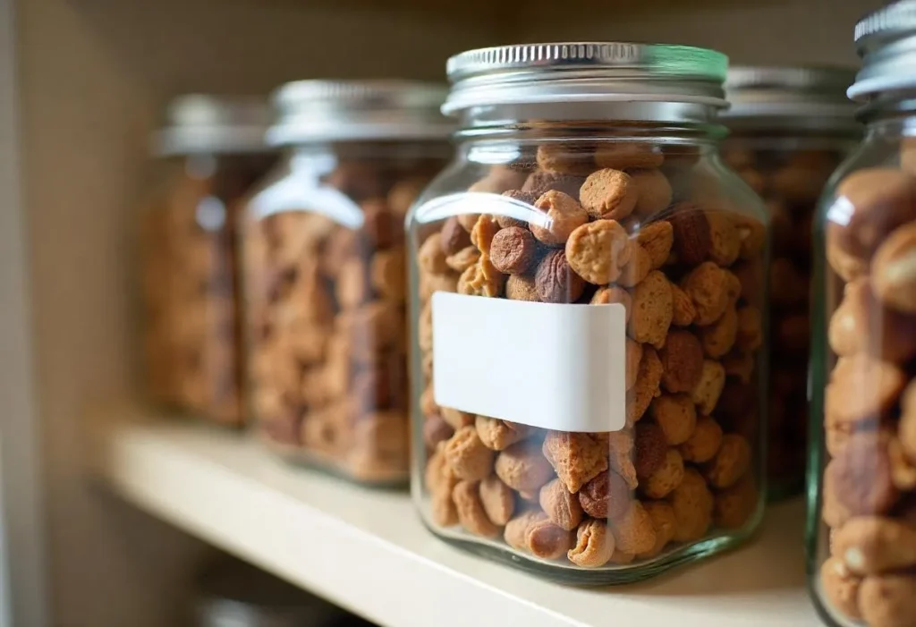 Granola stored in a glass jar