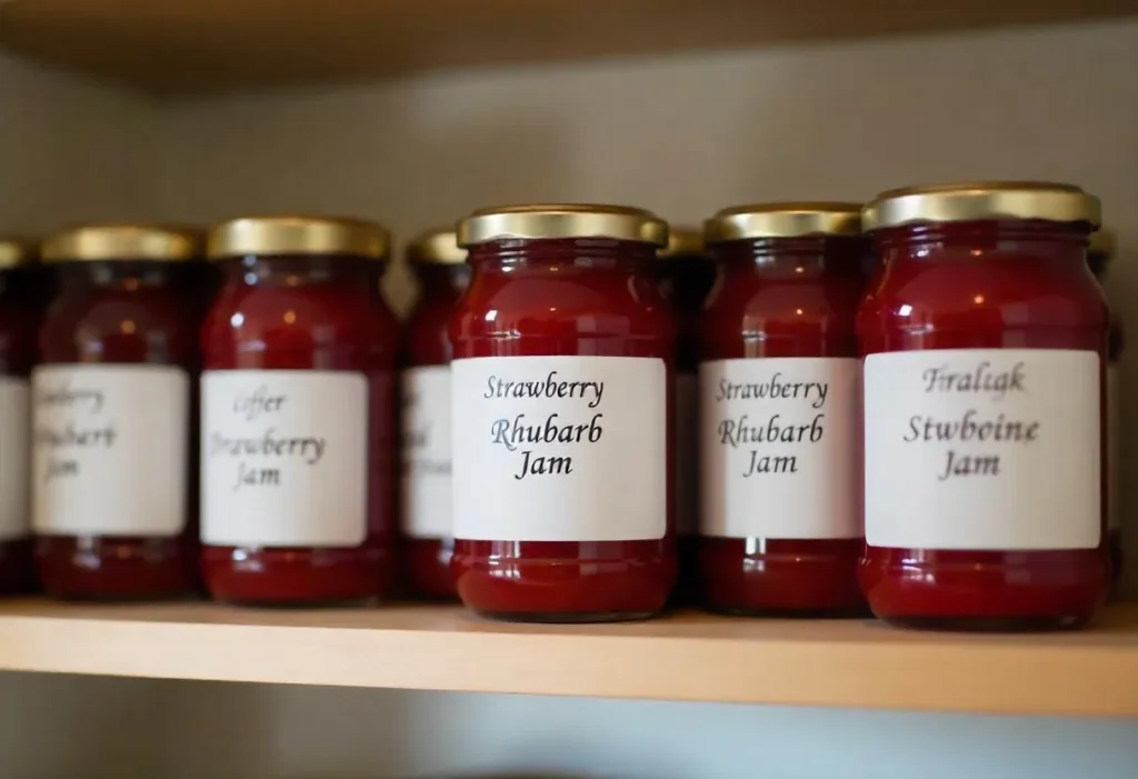 Pantry shelf with jam jars