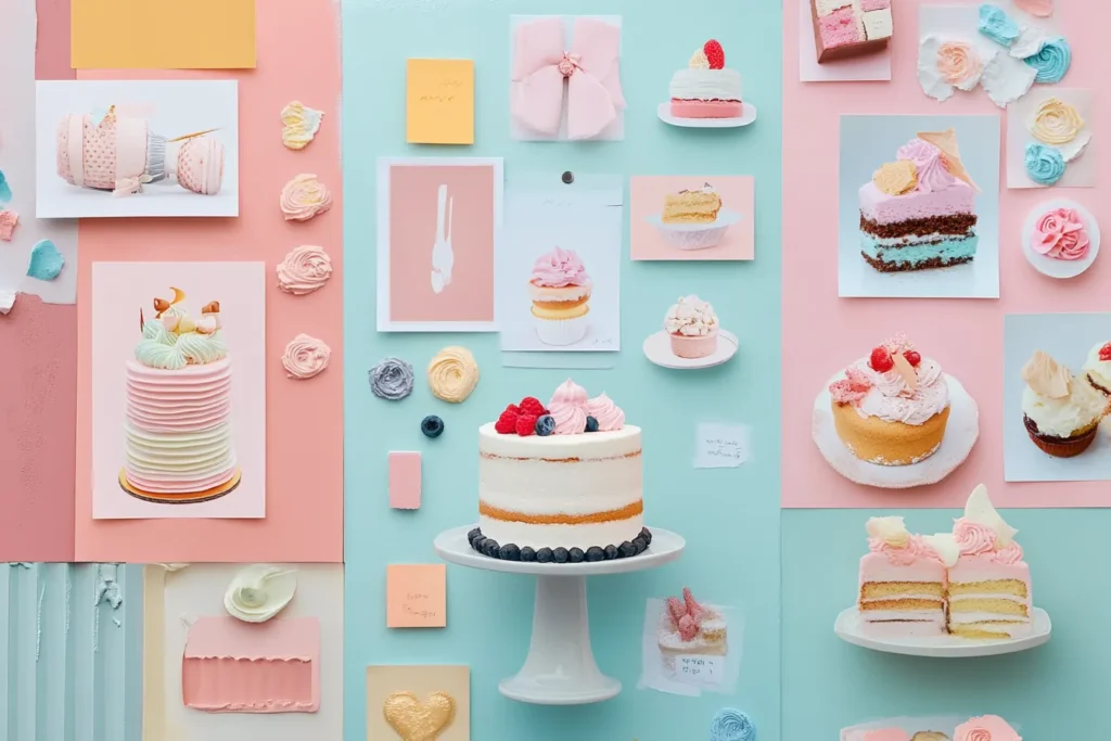 Branding strategy sketches with cake theme