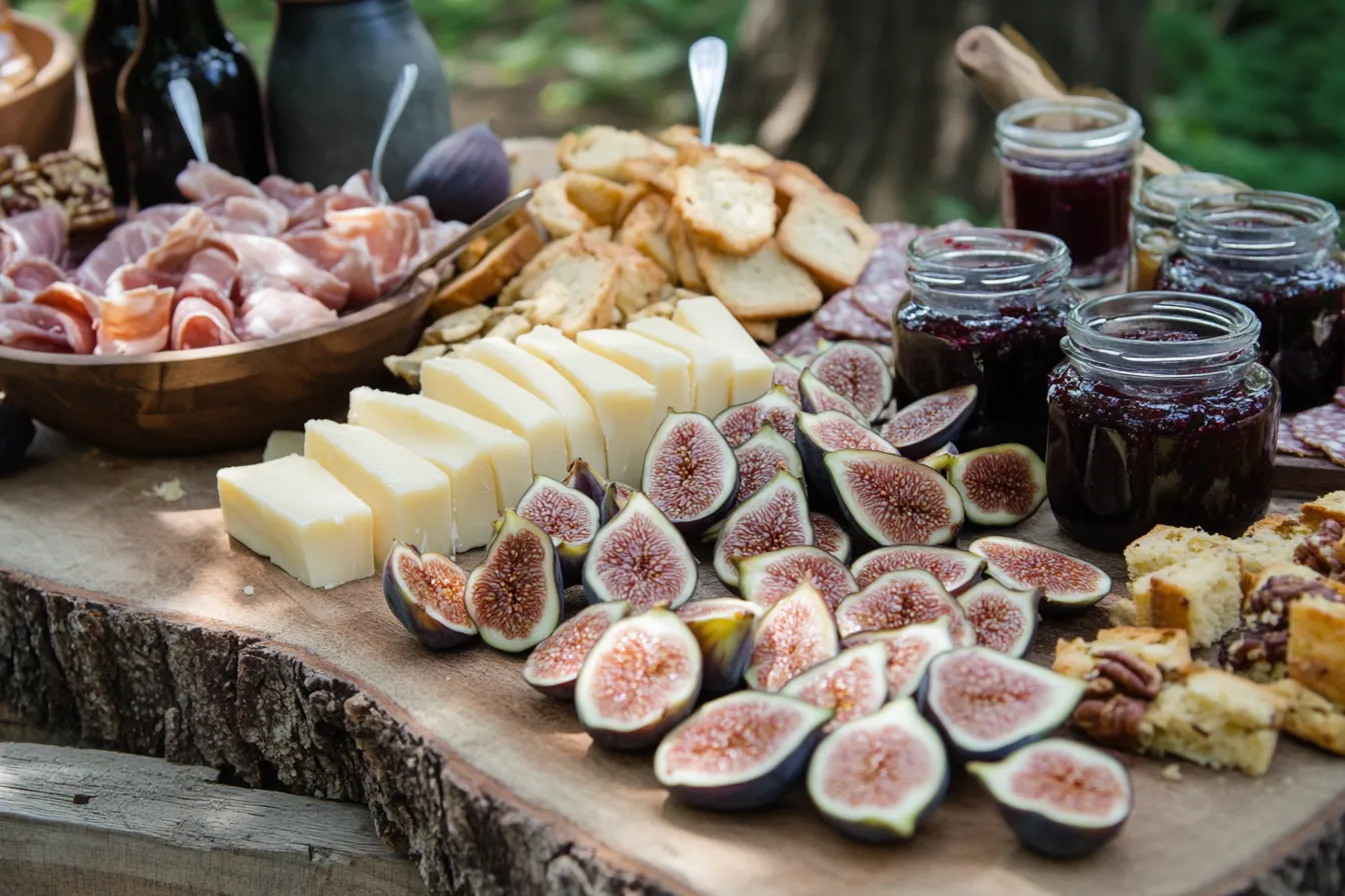 A Southern-style charcuterie board featuring Griffin Cheese, meats, fruits, and bread