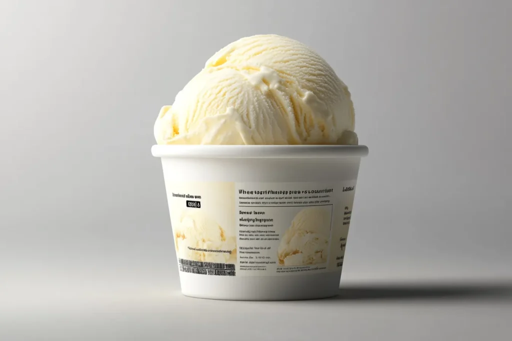 Ice cream nutrition label