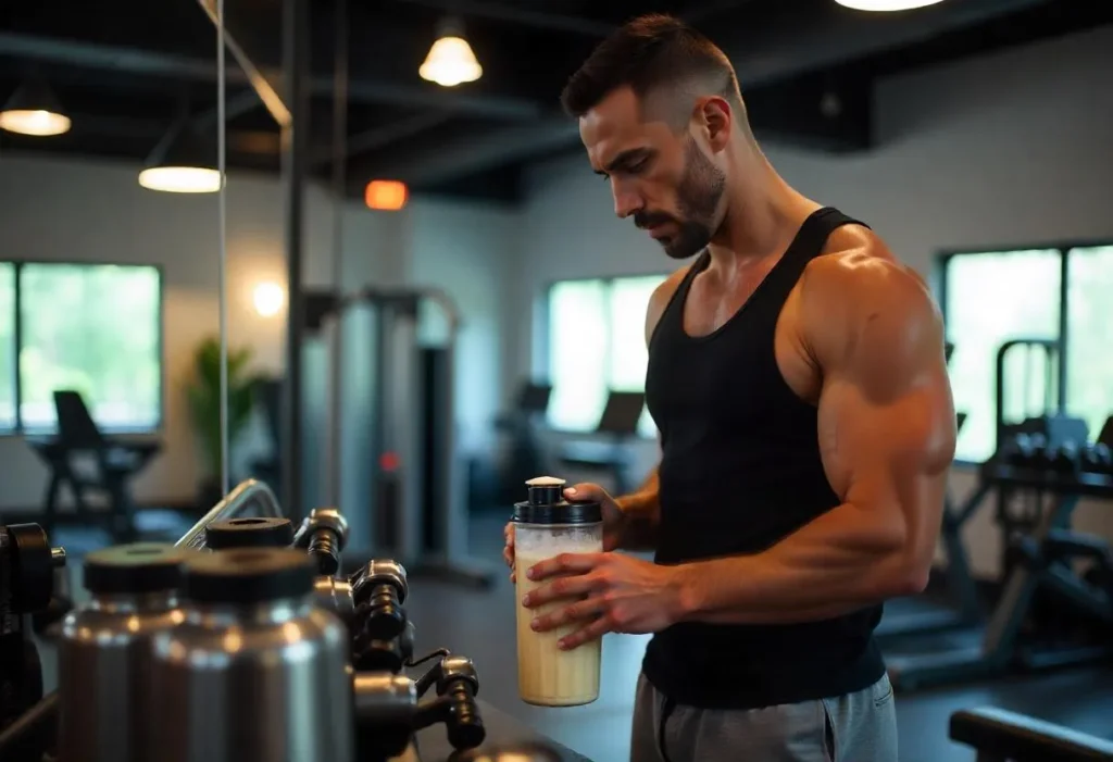 Athlete preparing post-workout kratom shake