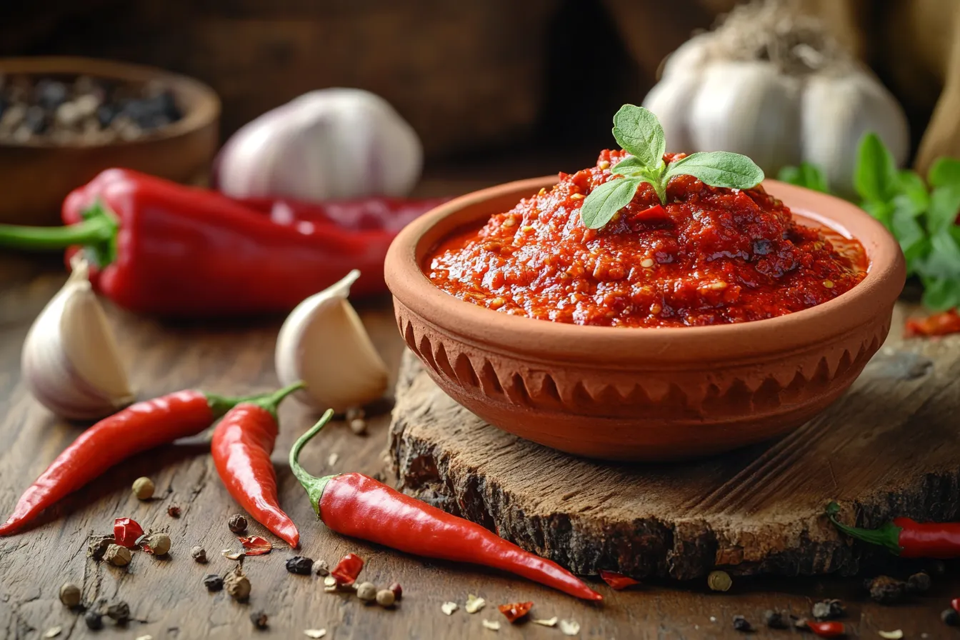 Traditional Tunisian harissa sauce in a bowl