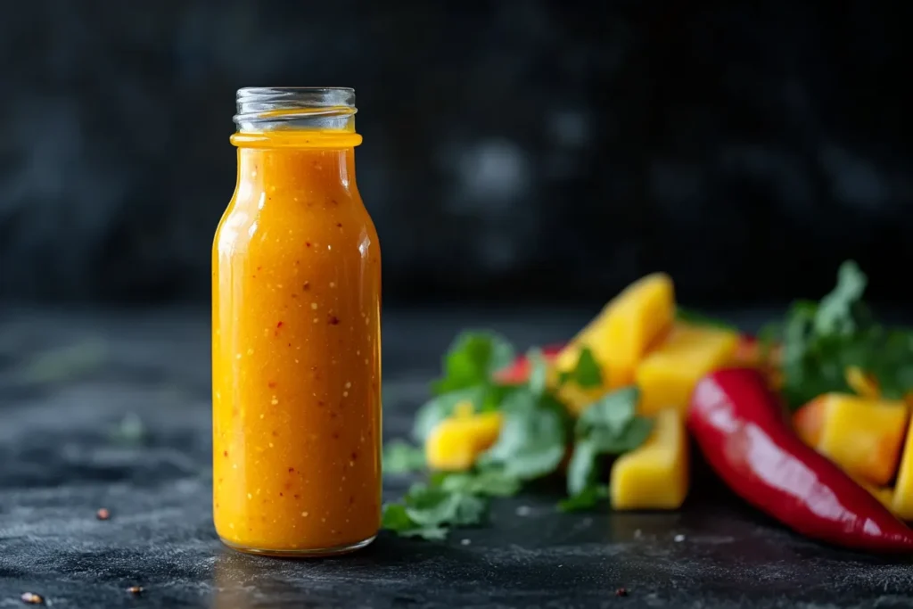 “Mango habanero sauce bottle”