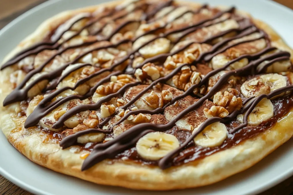 Chocolate drizzle banana cinnamon pizza variation