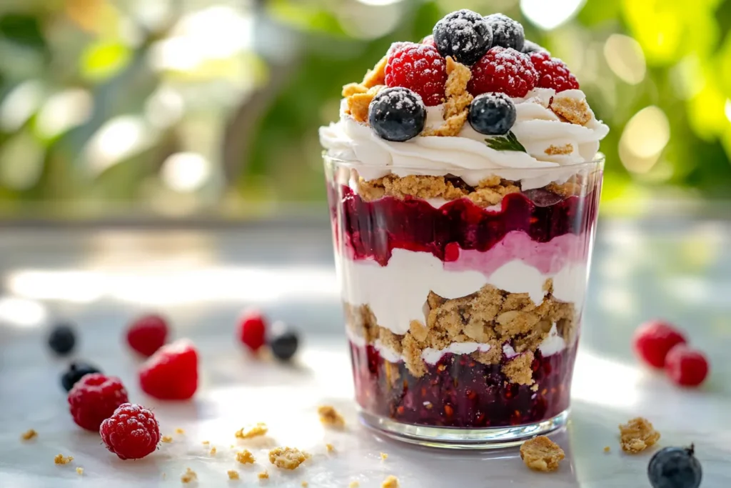 “Cheesecake parfait with fruit layers”