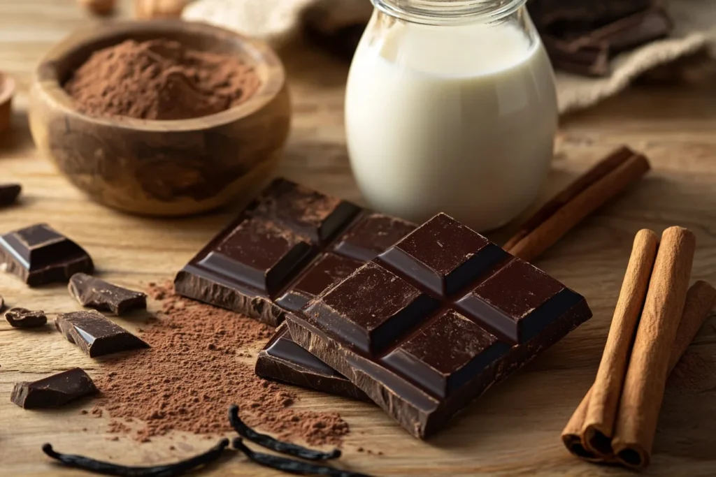 Ingredients for homemade chocolatada