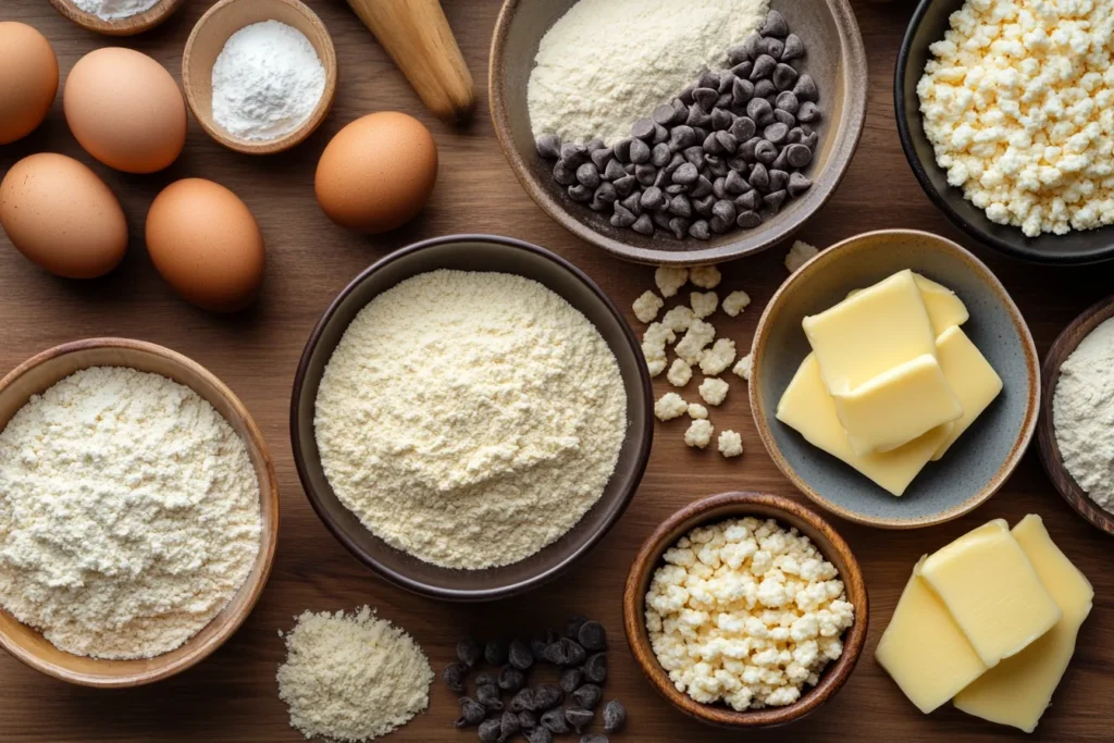 “Ingredients for rice krispie cookies arranged on a table”