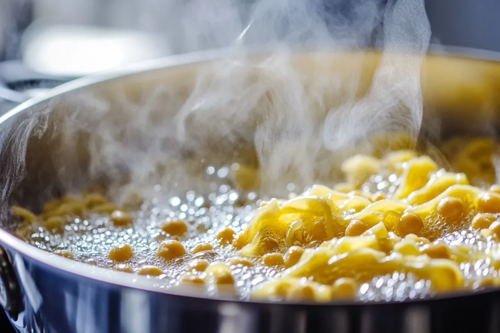 Cooking chickpea pasta in boiling water