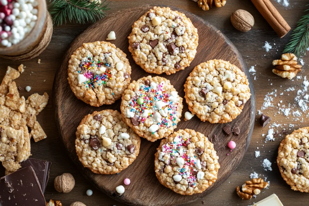 “Cookies with colorful sprinkles and nuts”