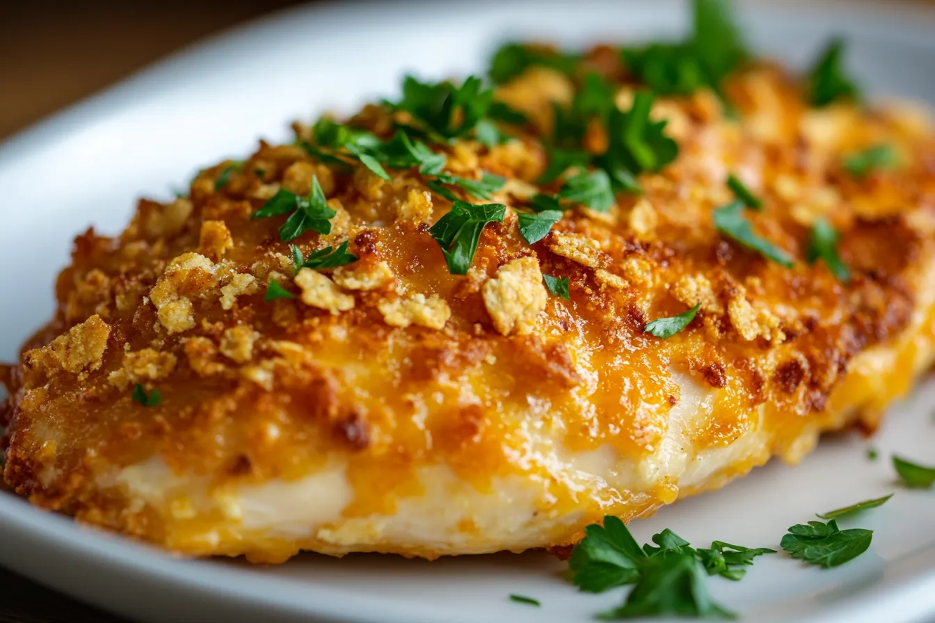 Crispy chicken cheez with golden cheddar coating