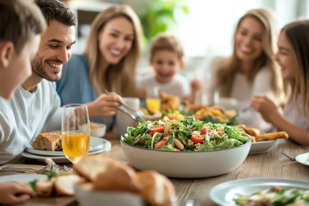 “Family enjoying La Scala salad”
