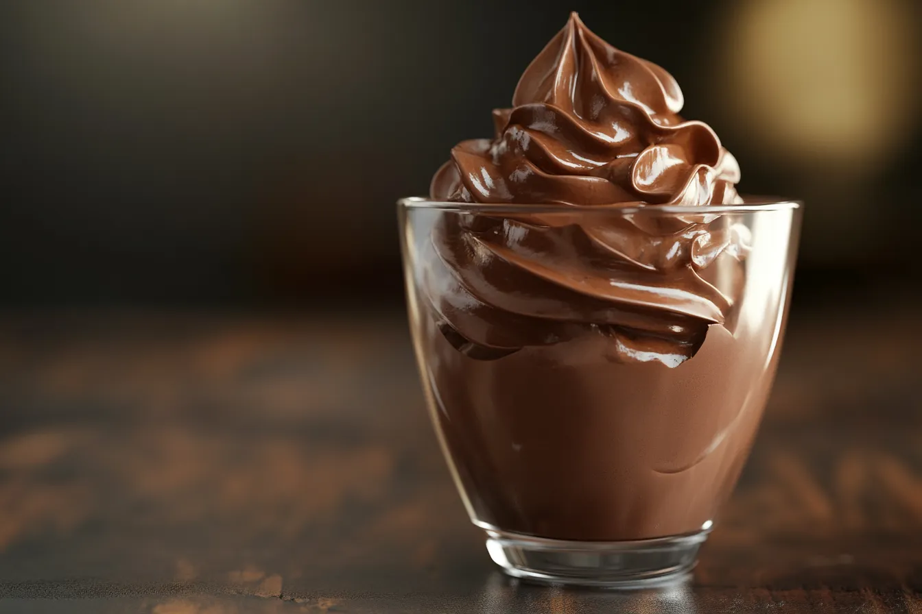 Glass of chocolate mousse smooth surface