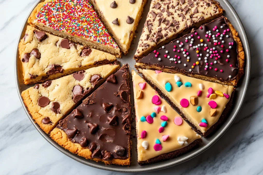 Variety of cookie cake slices