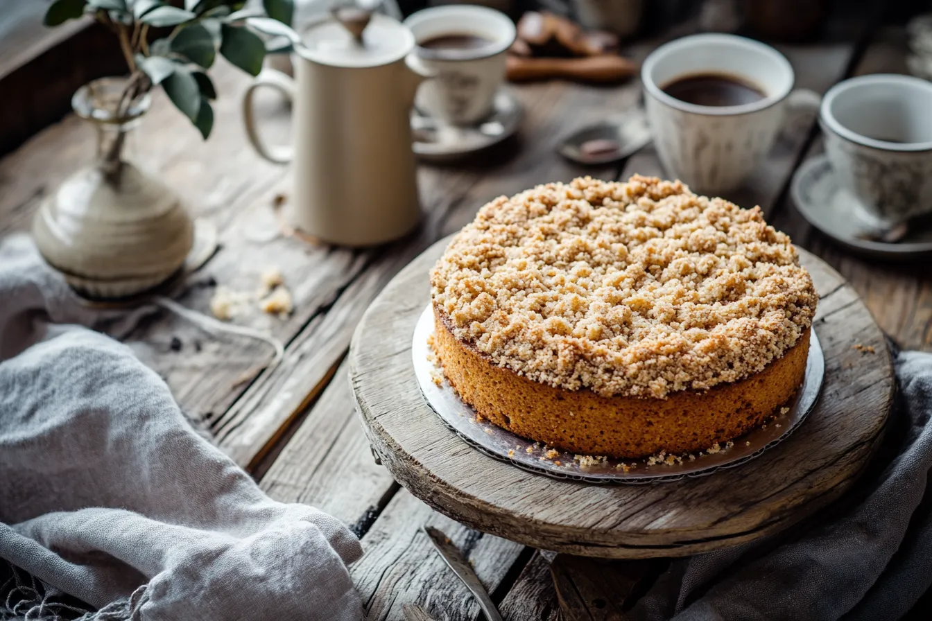 Freshly baked Carrot Cake Coffee Cake on a wooden table