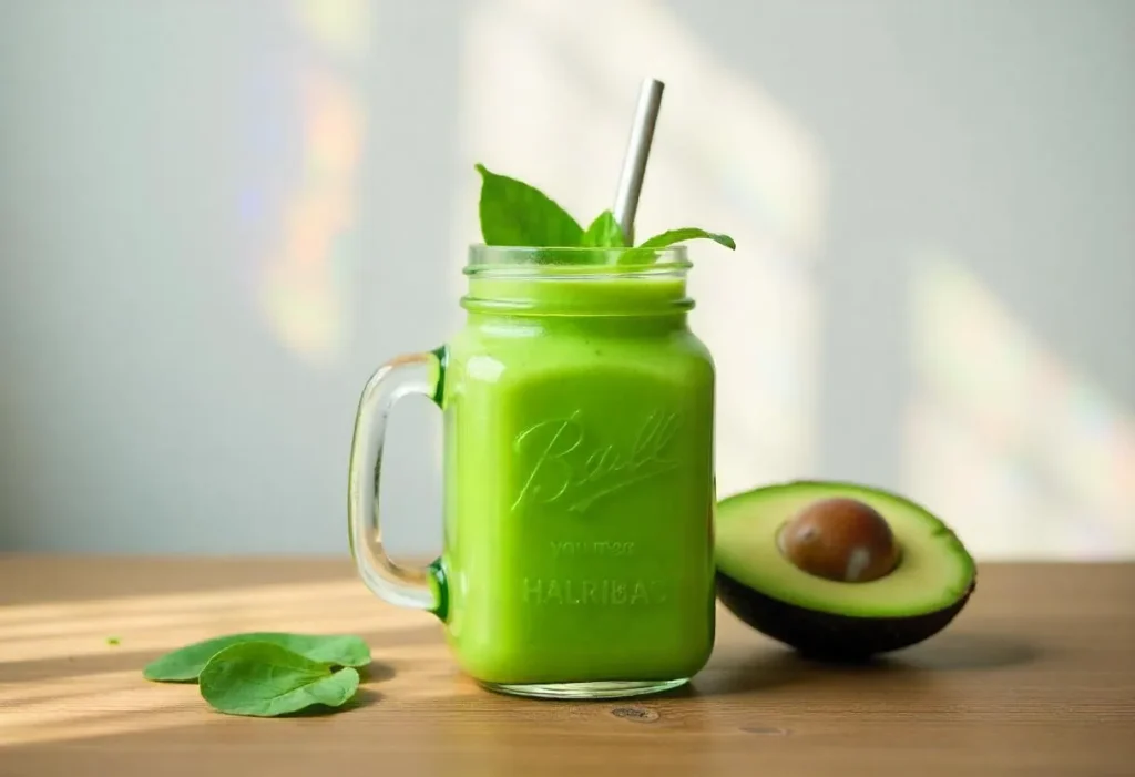 Green smoothie with spinach and cottage cheese