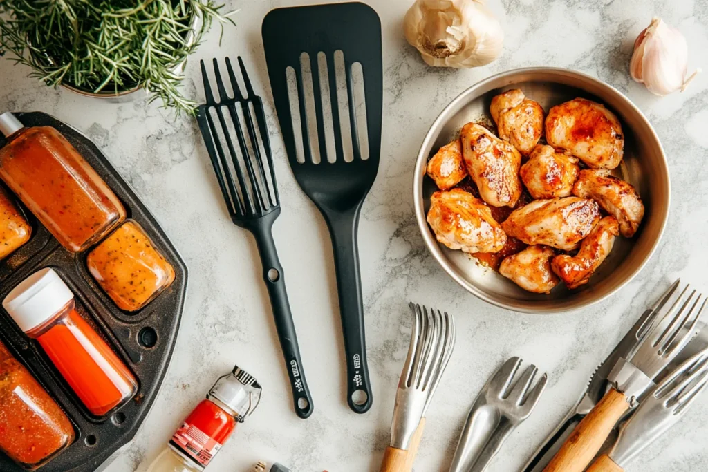 Blackstone griddle tools and chicken prep