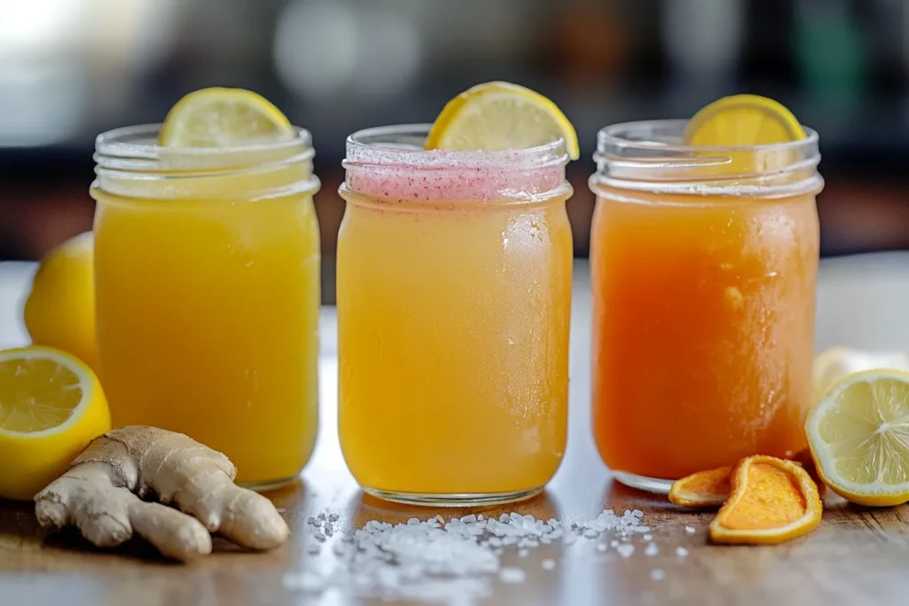 Multiple detox drinks with ingredients