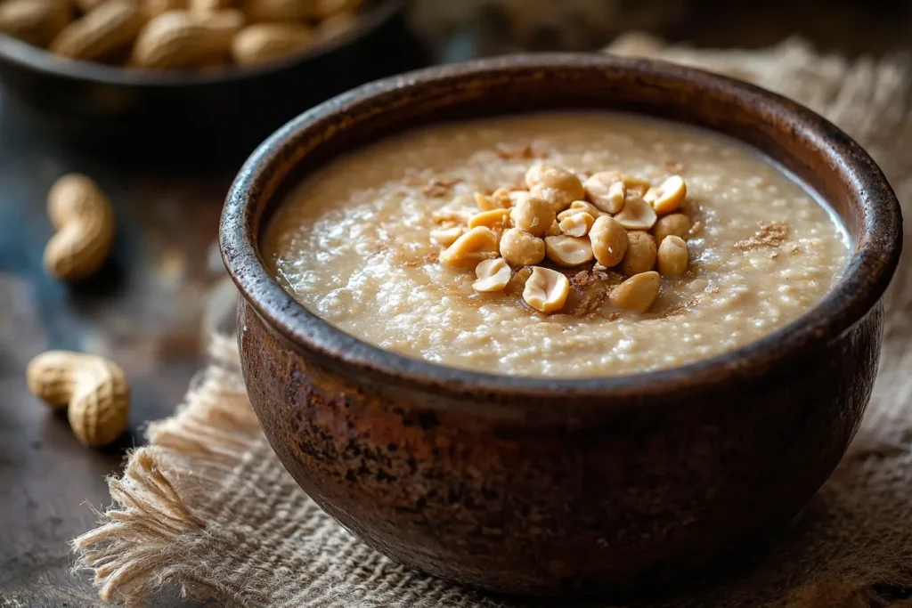 Jamaican peanut porridge in a bowl