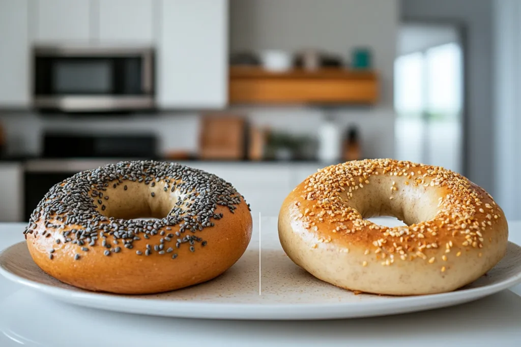 Side-by-side comparison of homemade and store-bought protein bagels