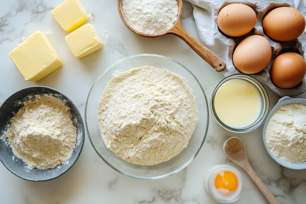 Measured ingredients for dinner roll dough
