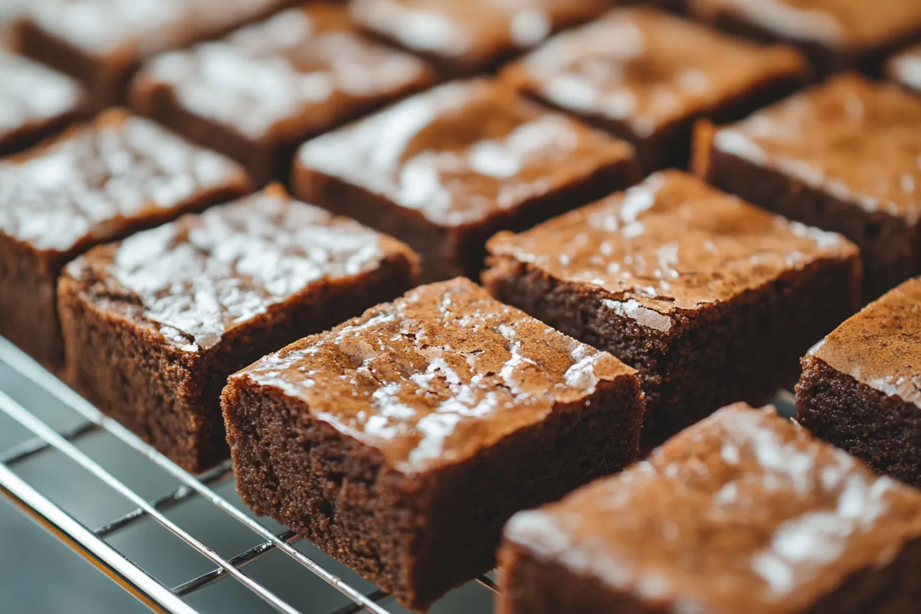 A tray of mochi brownies cut into neat squares
