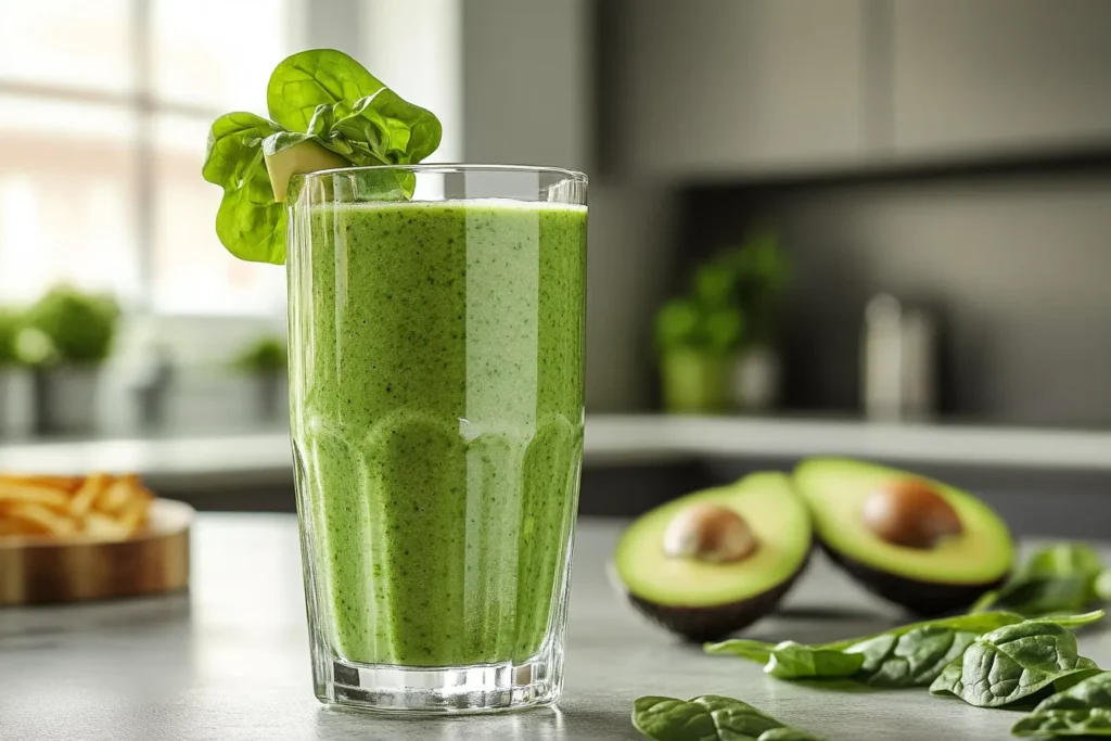 Green smoothie with avocado & spinach