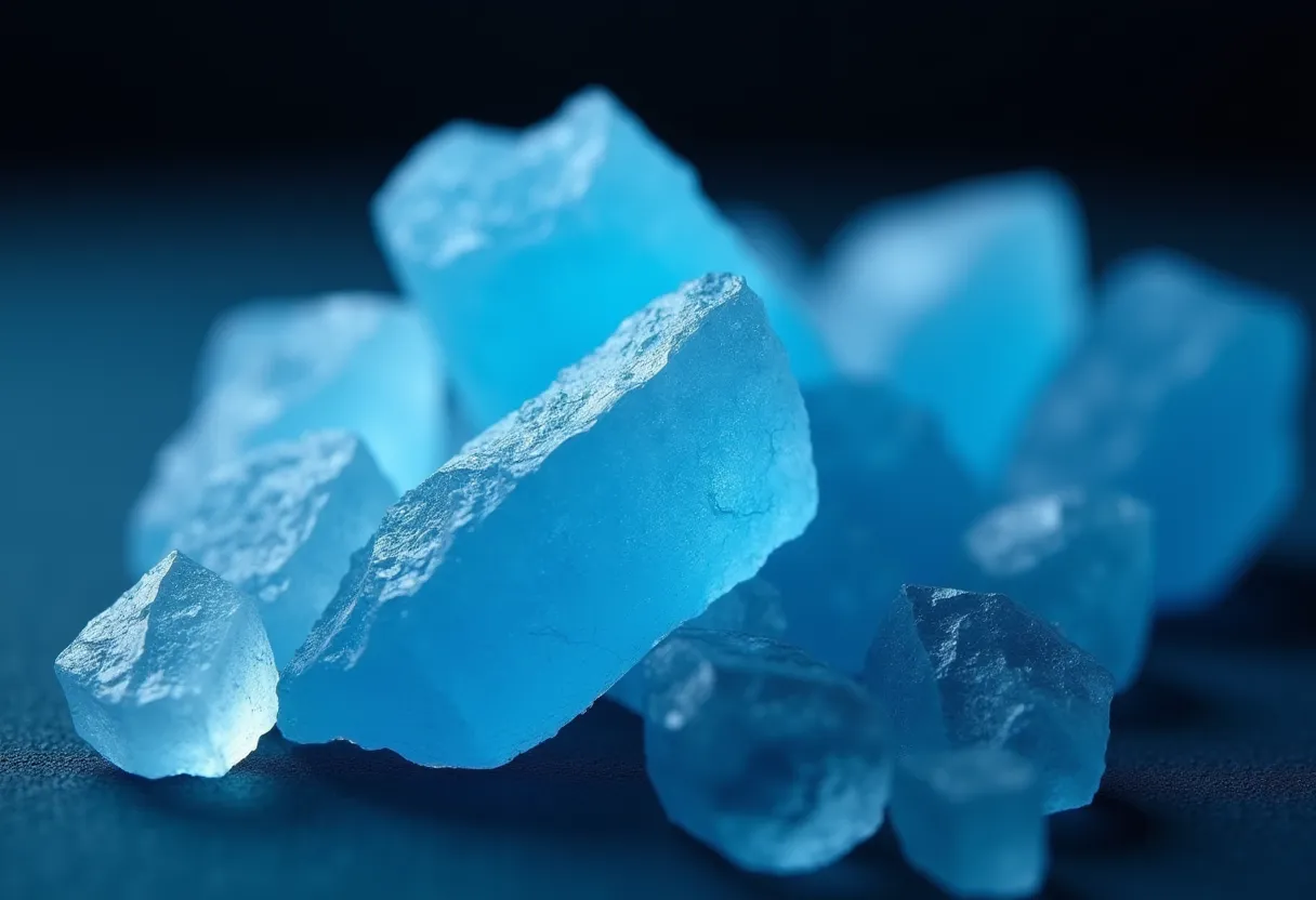 Close-up of Persian blue salt crystals