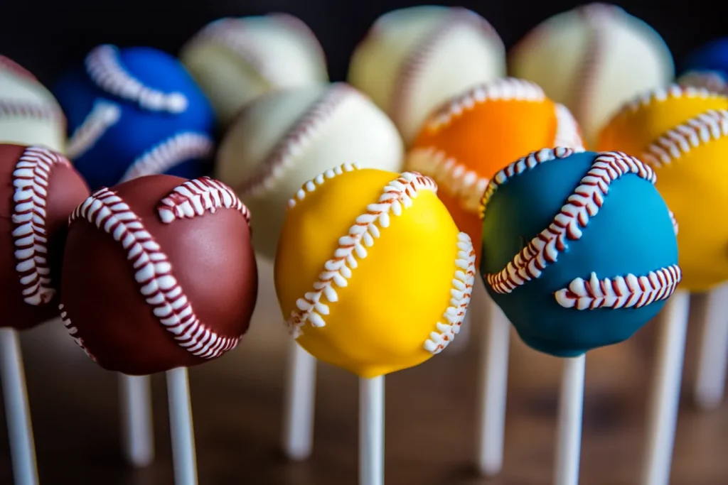 Baseball cake pops in team colors