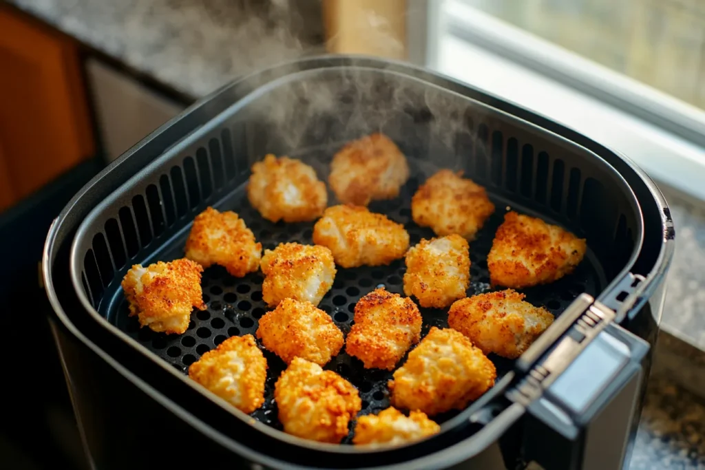 Reheated chicken cheez in air fryer basket