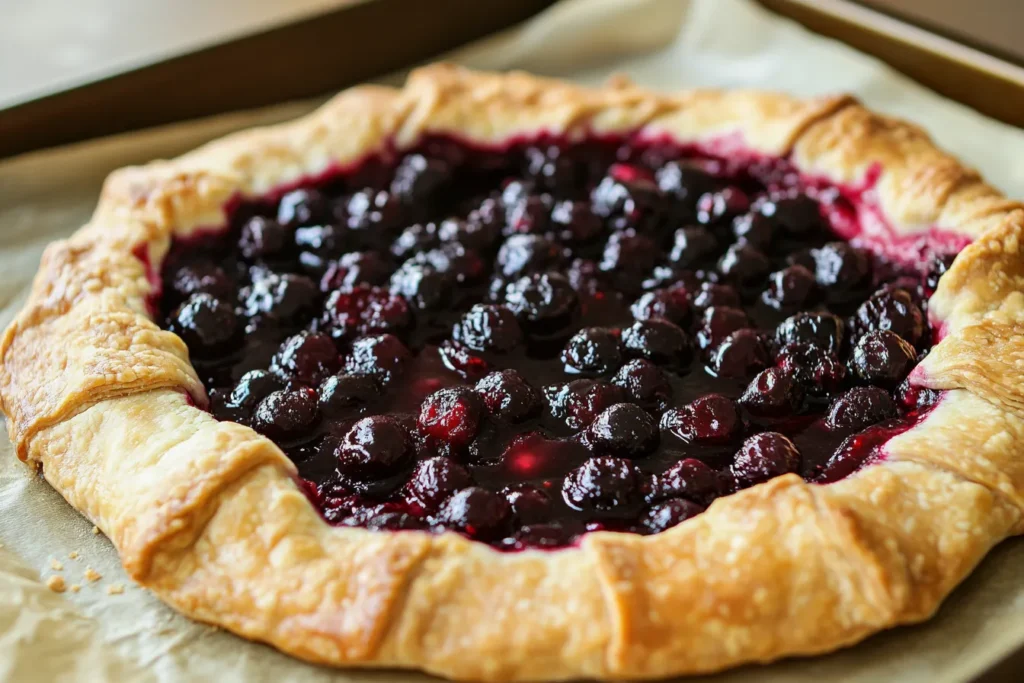 Rustic goumi galette with folded crust