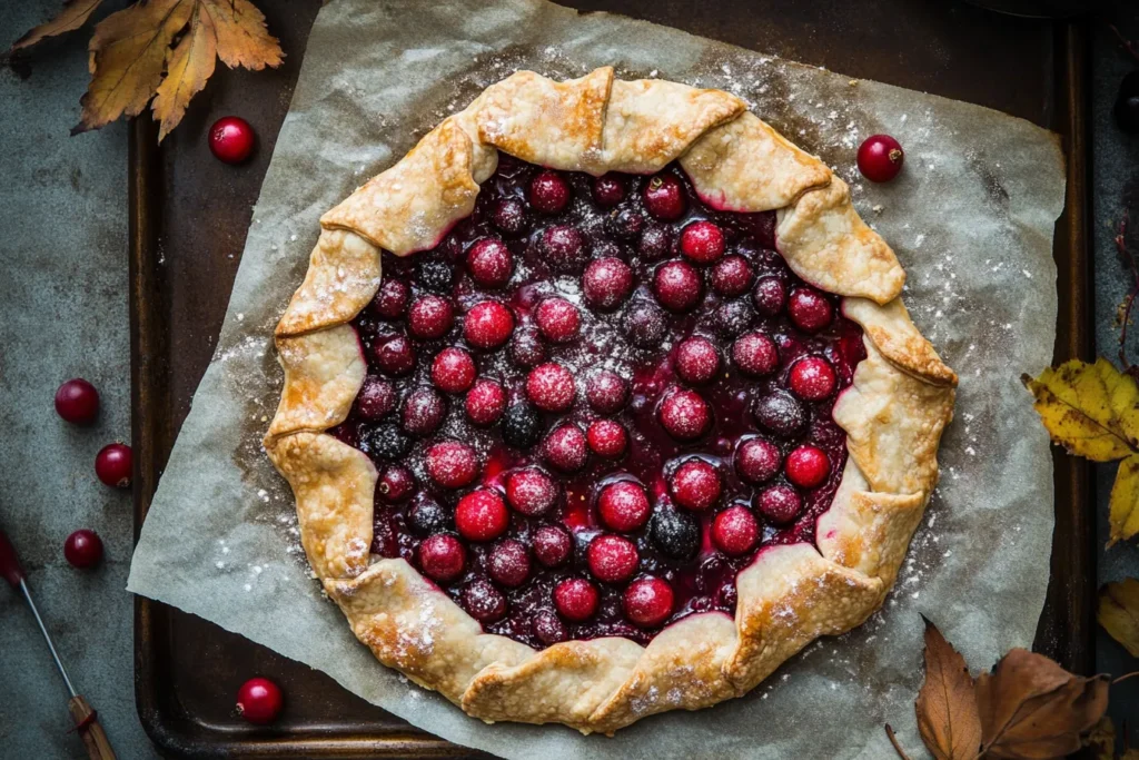 Goumi berry galette with rustic crust