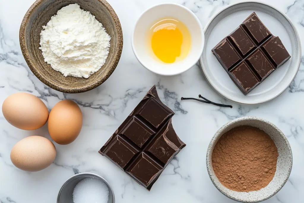 “Gluten-free mousse ingredients on a countertop”
