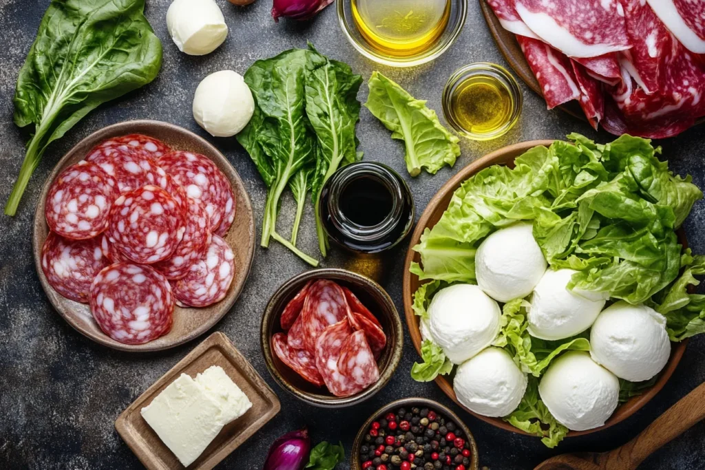 “Ingredients laid out for La Scala salad”