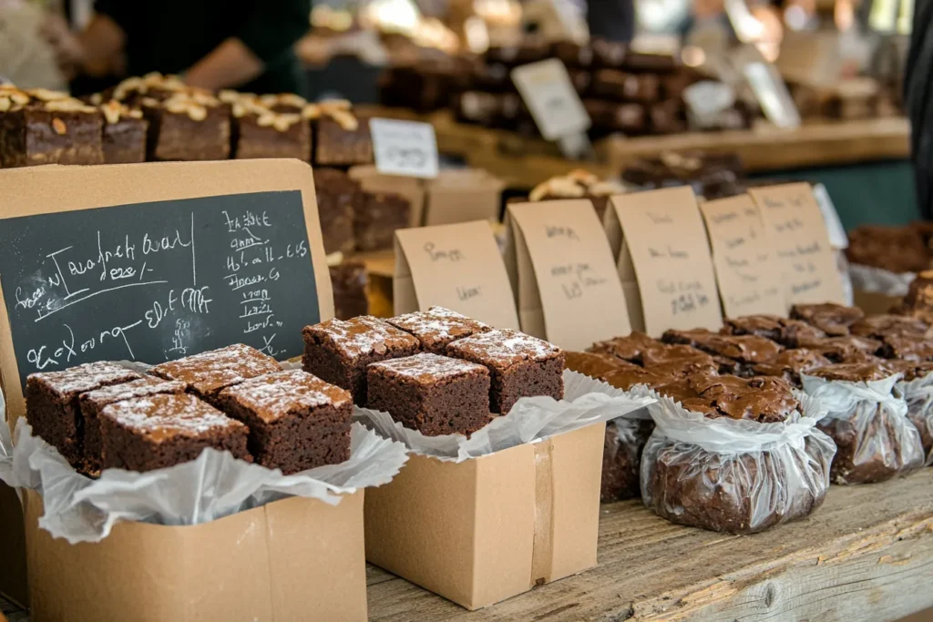 Packaged brownies for sale at a farmers market