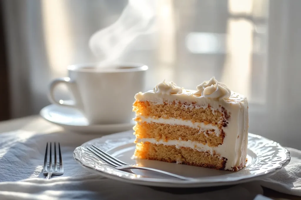 Serving Carrot Cake Coffee Cake with coffee