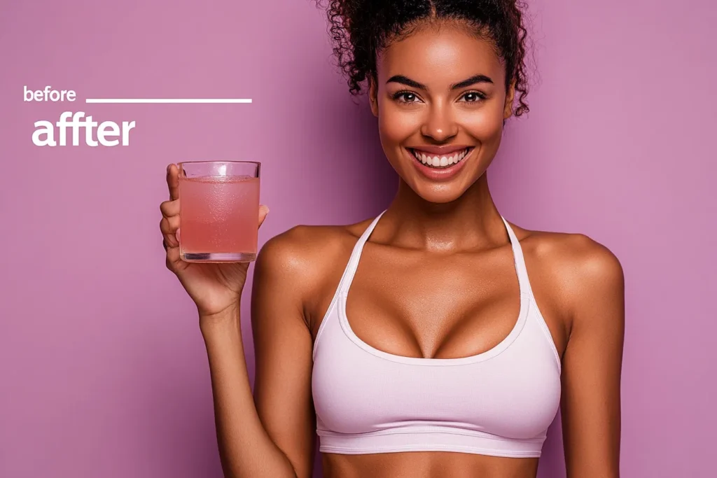 Woman smiling with flat stomach