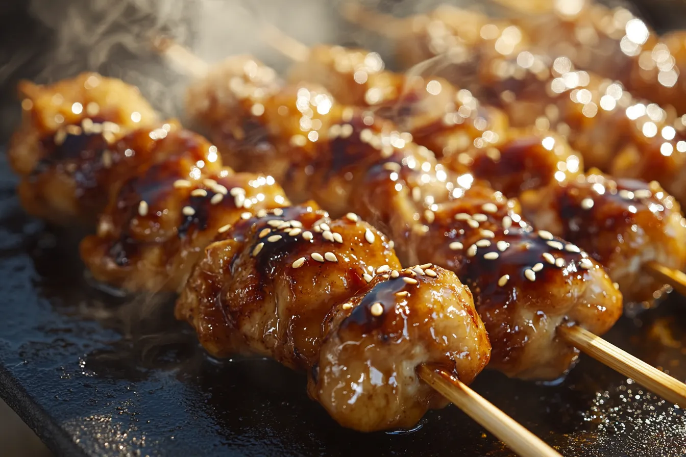 Large quantity of chicken cooking on griddle