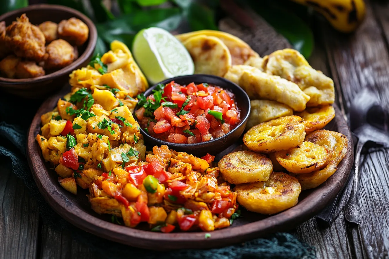 Traditional Jamaican breakfast on a plate